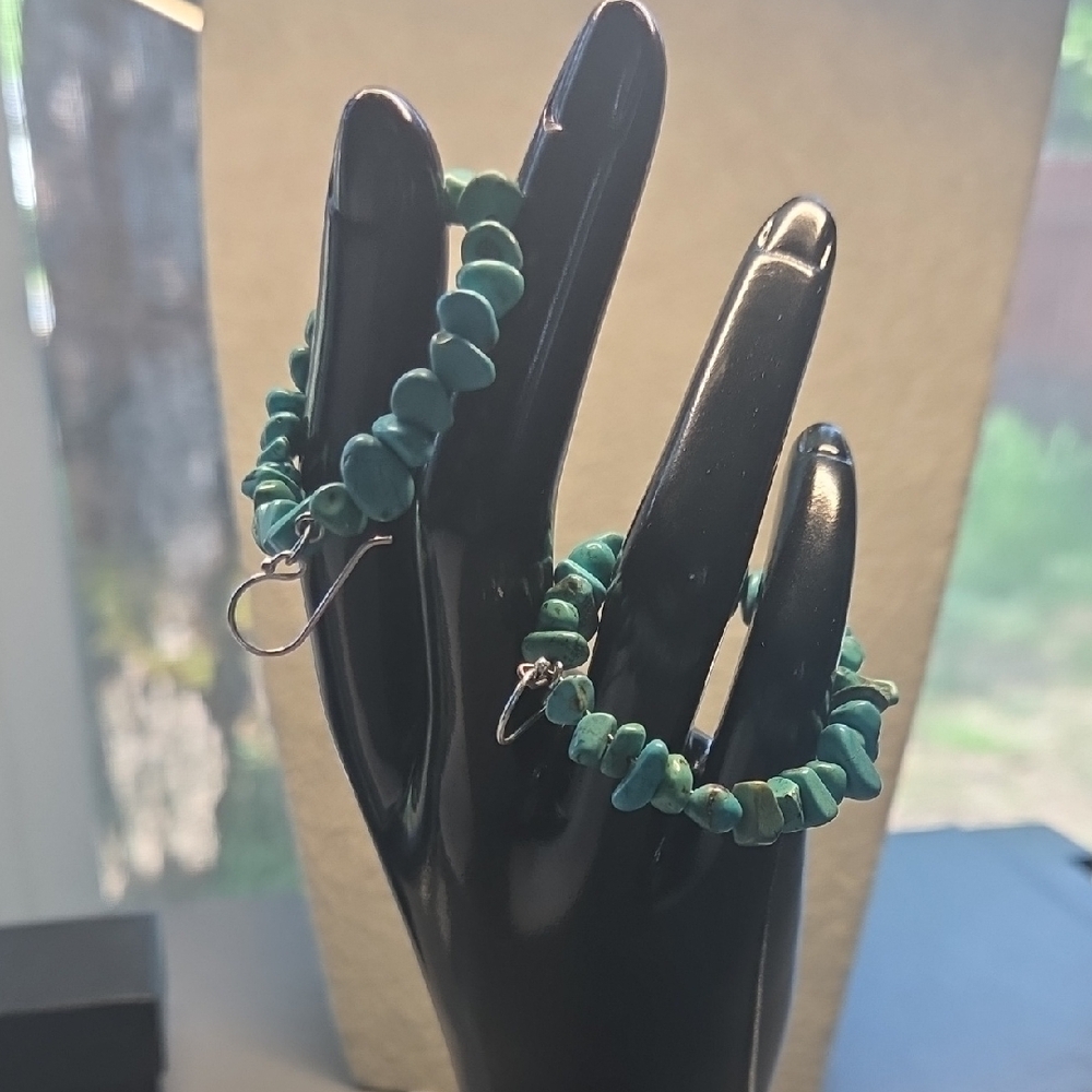 Turquoise Beaded Hoops